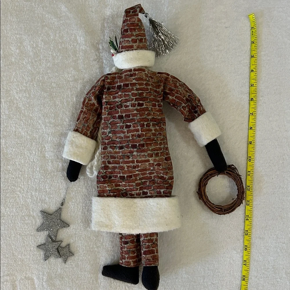 Festive Santa Doll with Brick Pattern Coat